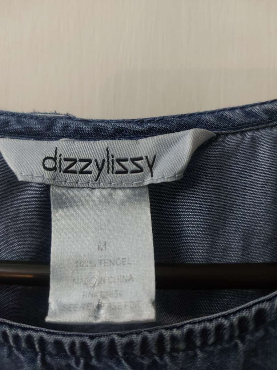 DizzyLissy Lightweight Denim Ruffle Top Size M Boho Festival