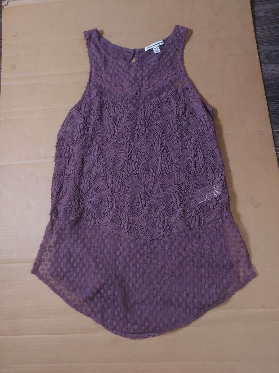 AEO American Eagle Outfitters Purple Crochet Tank Size XS Fe