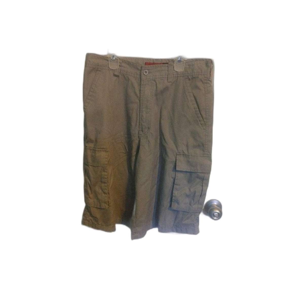 Vintage Harlem 32 W Cotton Blend Belted Beige Cargo Shorts U