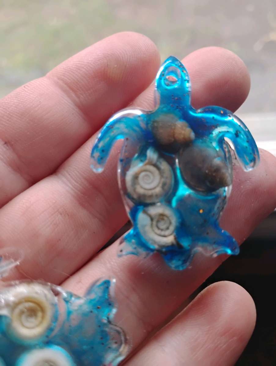 ocean inspired Resin Turtle earrings with seashells