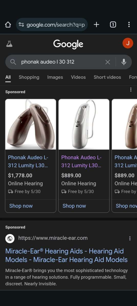 phonak Audeo L312 L30wireless hearing aid left ear