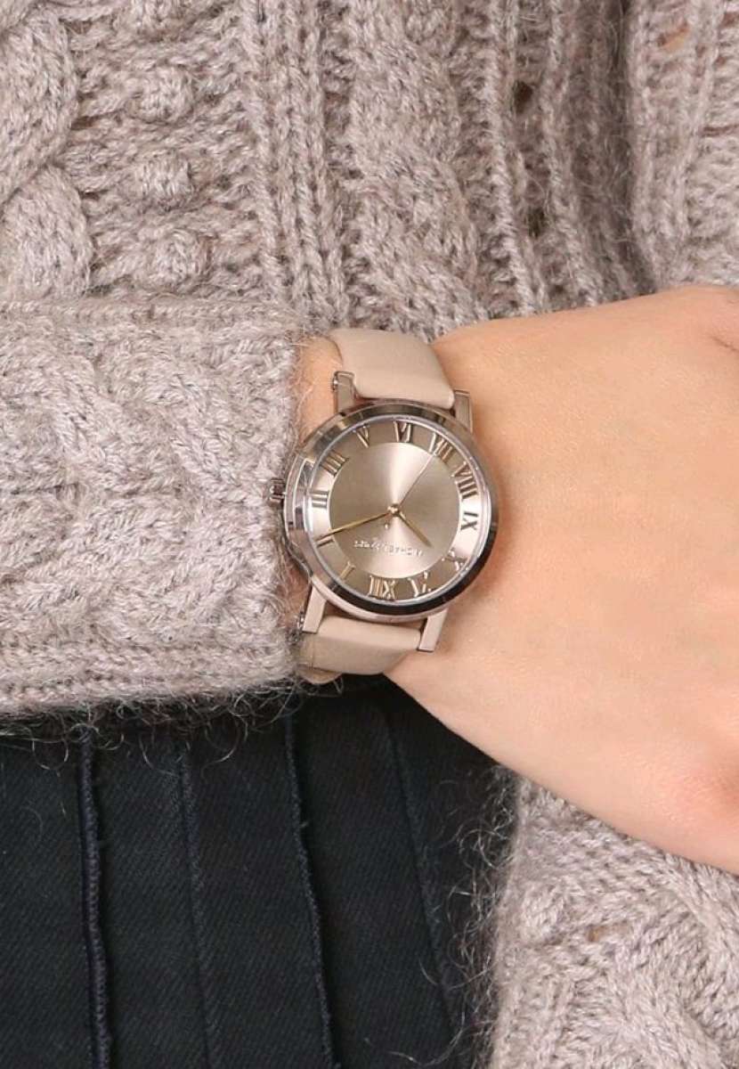 MICHAEL KORS Womens Norie Sable IP Latte Beige Leather Rose