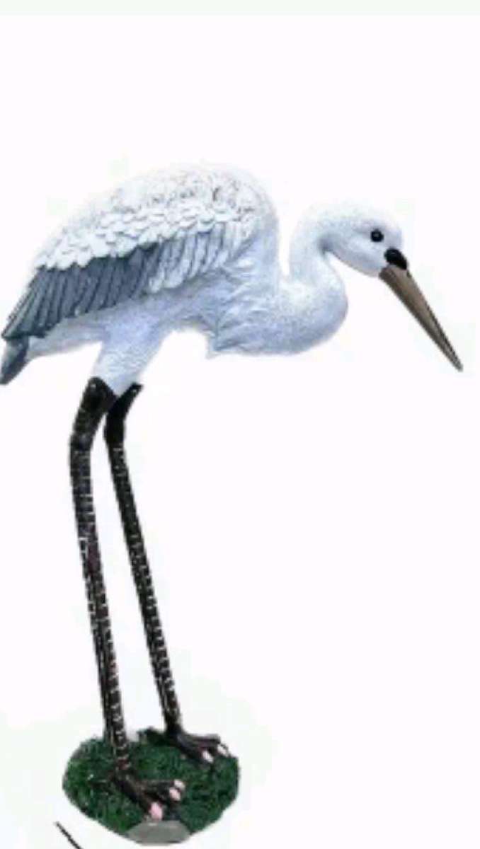 White Heron Resin Statue