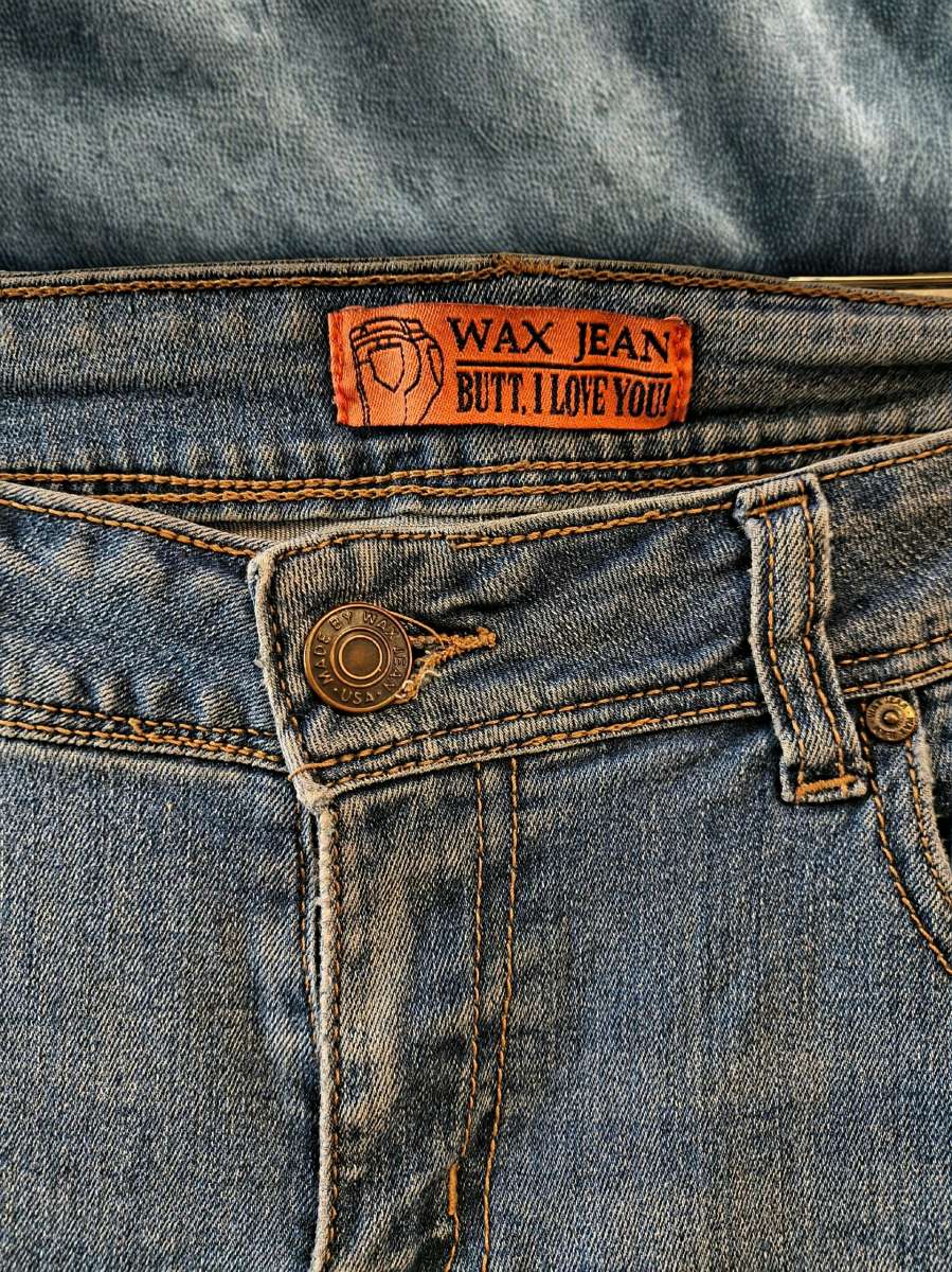 Hand painted Wax Butt Jeans