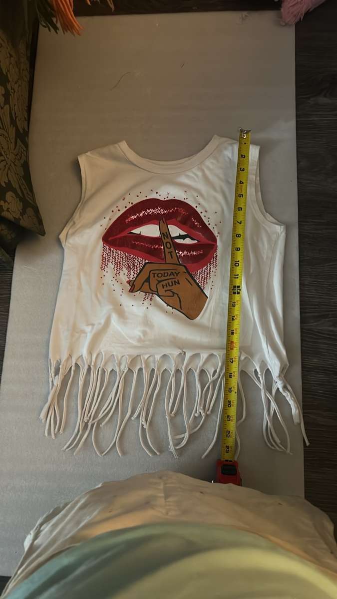 On Fire Not Today Fringed Tassel Muscle Tshirt Size M Festiv