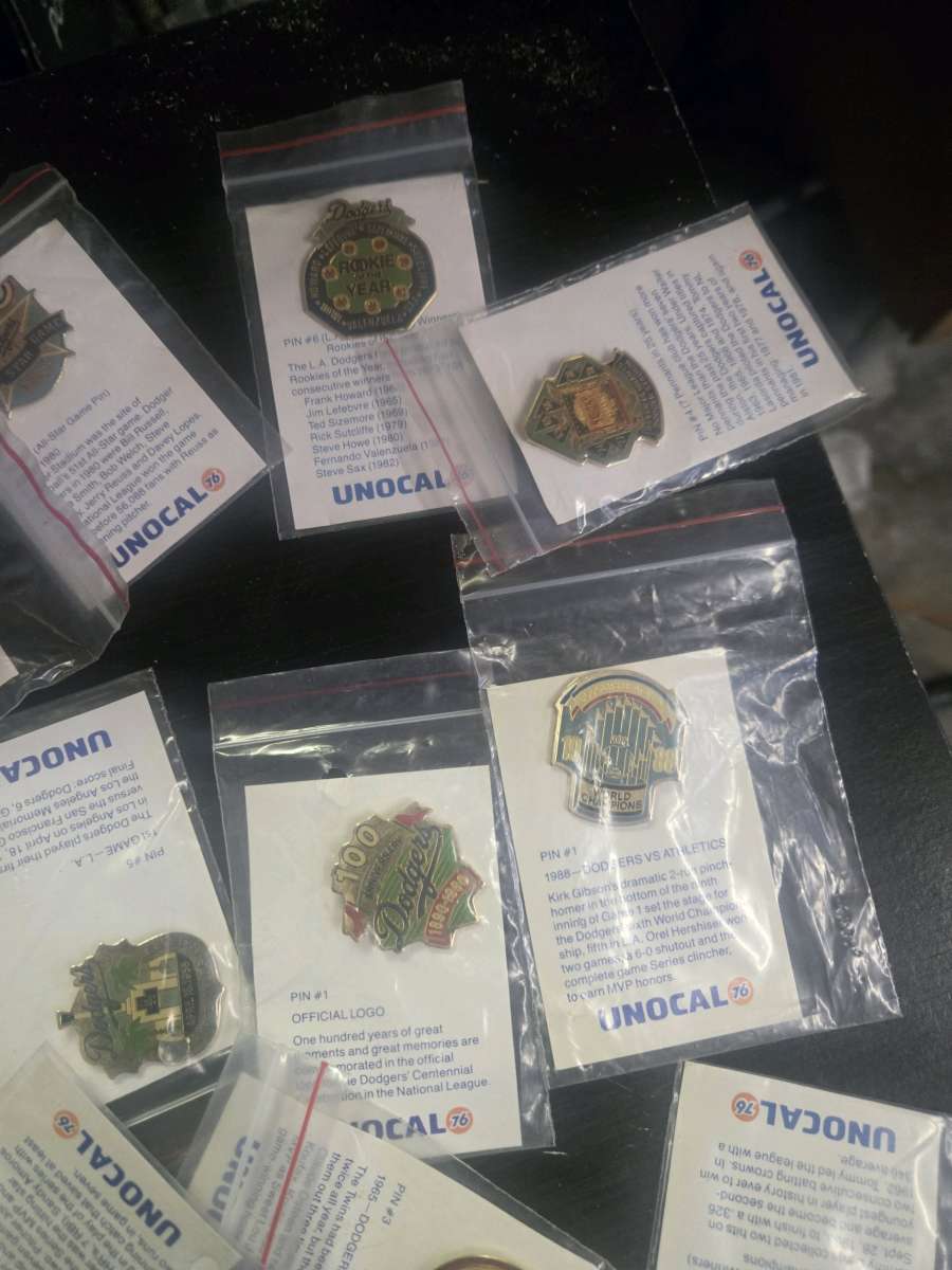 unocal vintage dodger pins from first day of ln LA and on