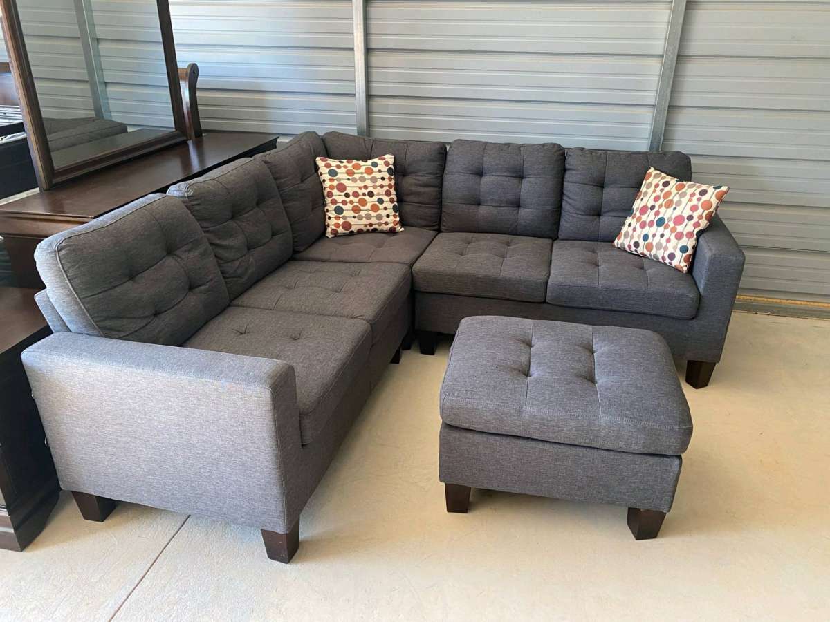 Grey sectional with ottoman Free Delivery If Needed