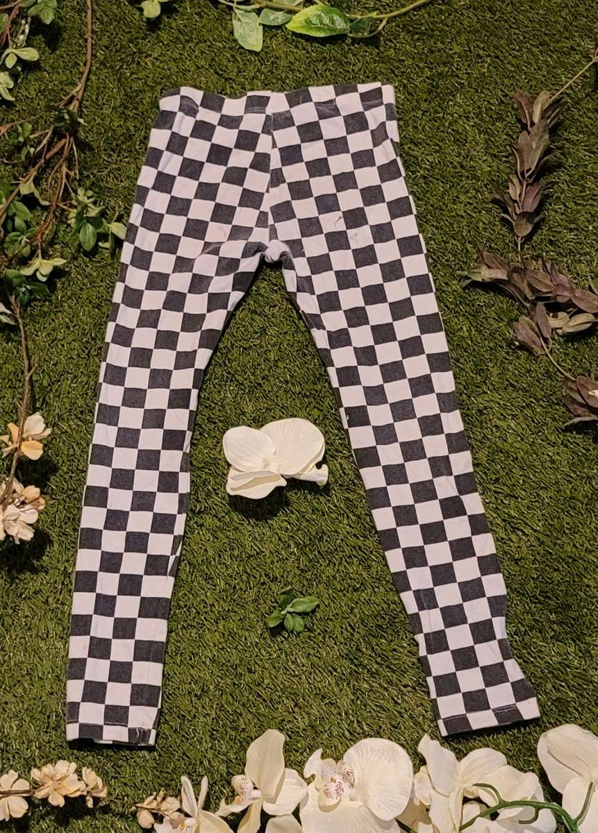 Girls Checkered Pattern Leggings