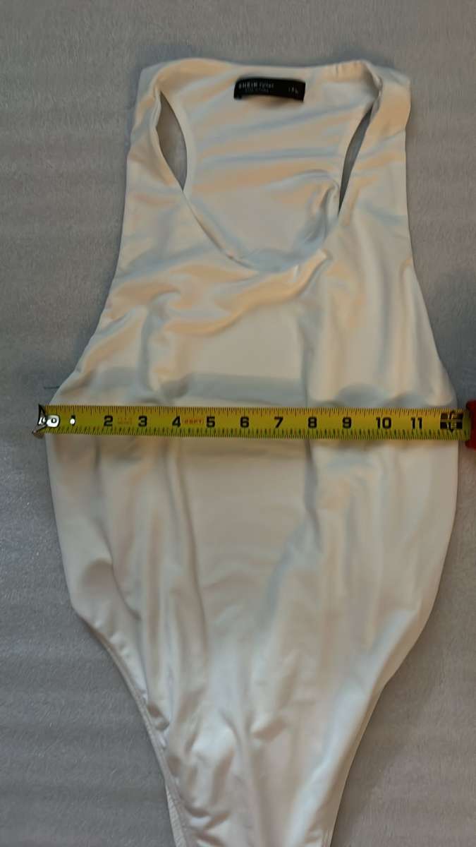 SHEIN Curve White Cutout Back Bodysuit  Size 1XL Spring Summ