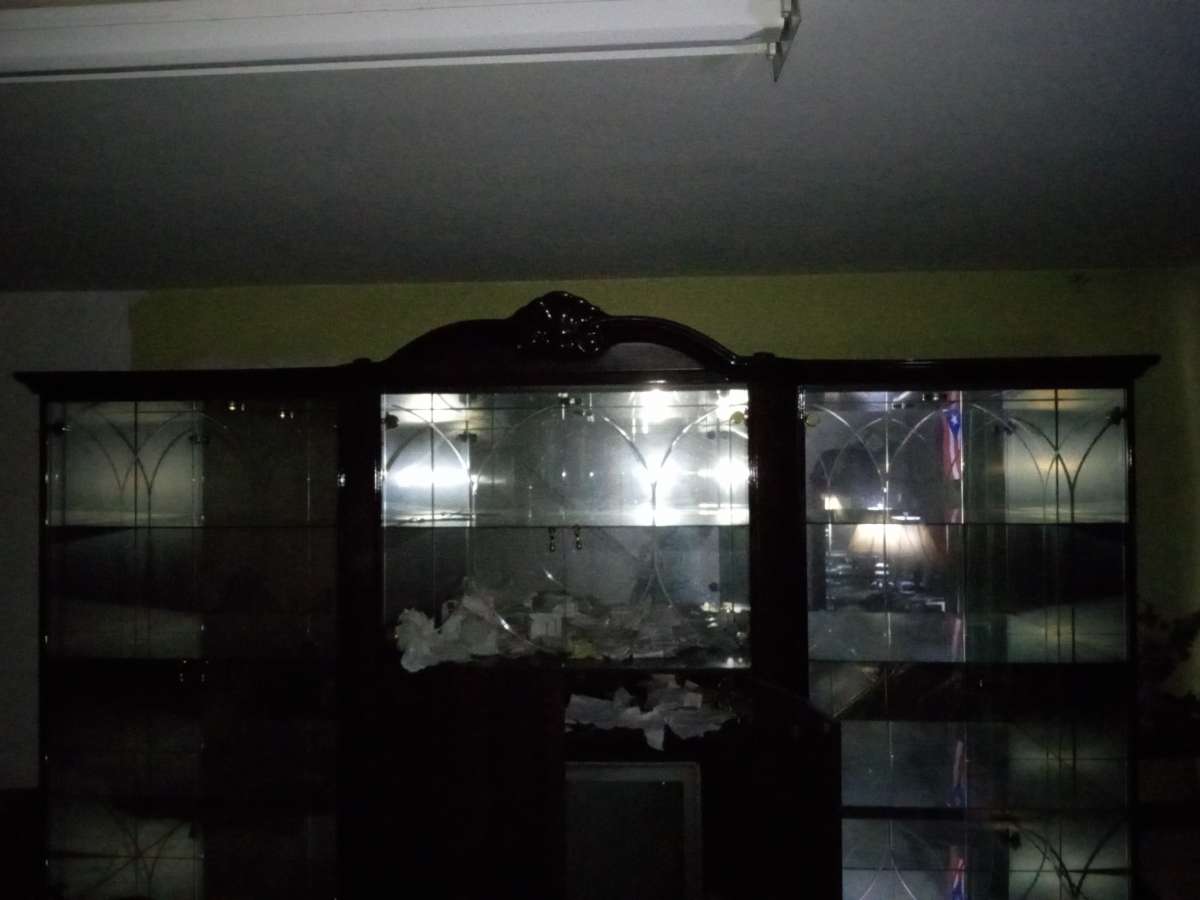 LIKE NEW AUTHENTIC WOOD AND GLASS LIGHTED ARMOIRE WITH DOORS