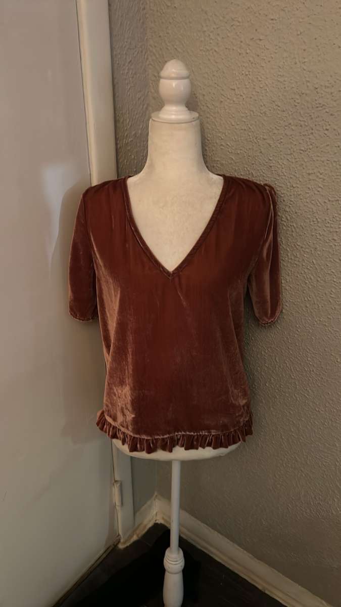 Madewell VelvetTulip Sleeve Ruffle Top Size S