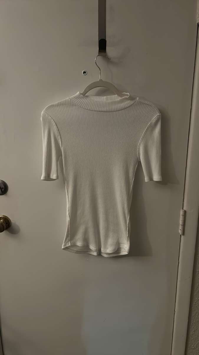 Free People We The Free Womens White Ribbed Turtleneck Size