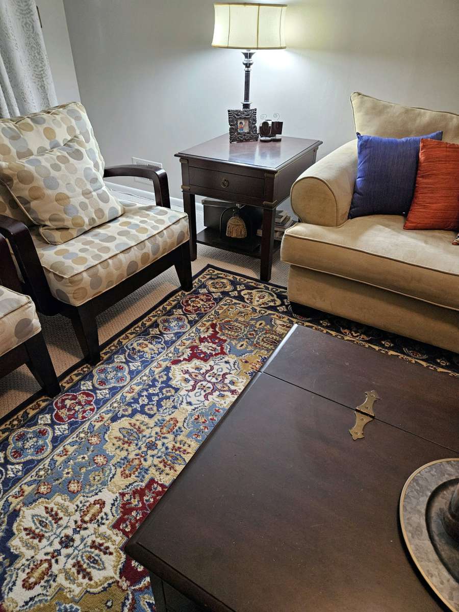 livingroom furniture with rug available on June 10th