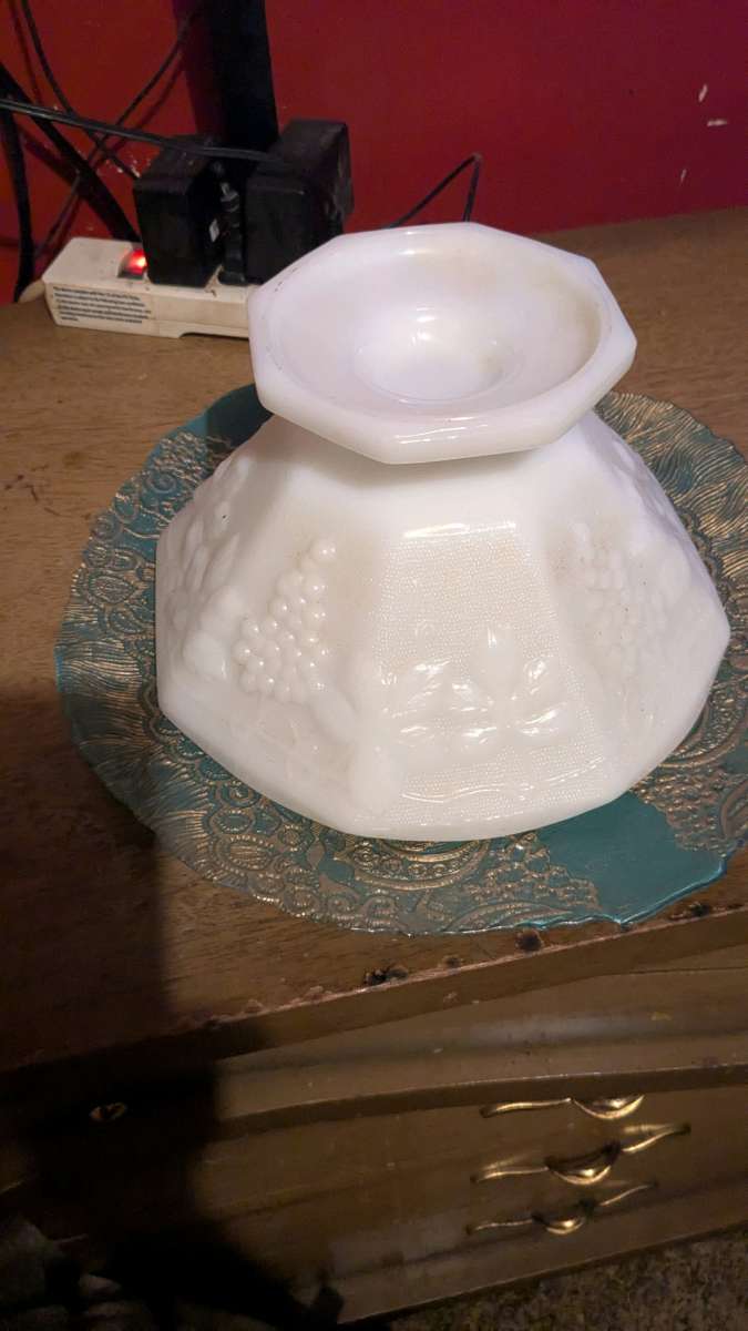 glass bowl and glass plant