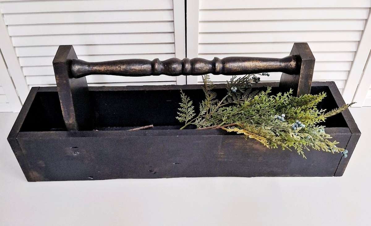 Large Vintage Black Wood Caddy with Antique Gold 28 Long