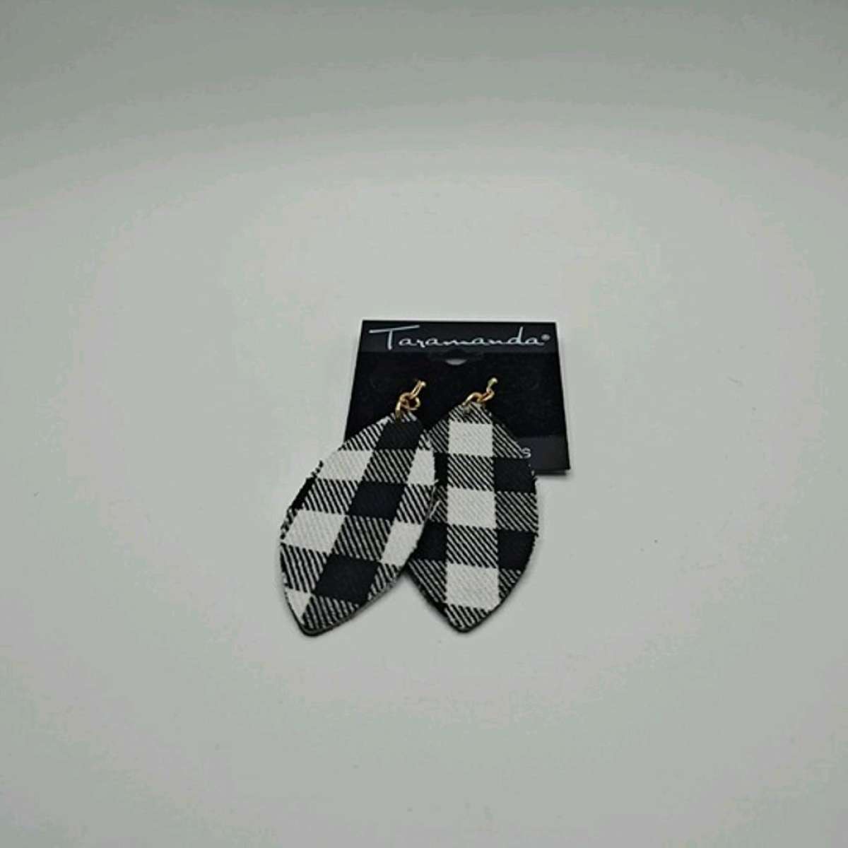 Buffalo Check Earrings Hunters Feather Leaf Metal Jewelry WH