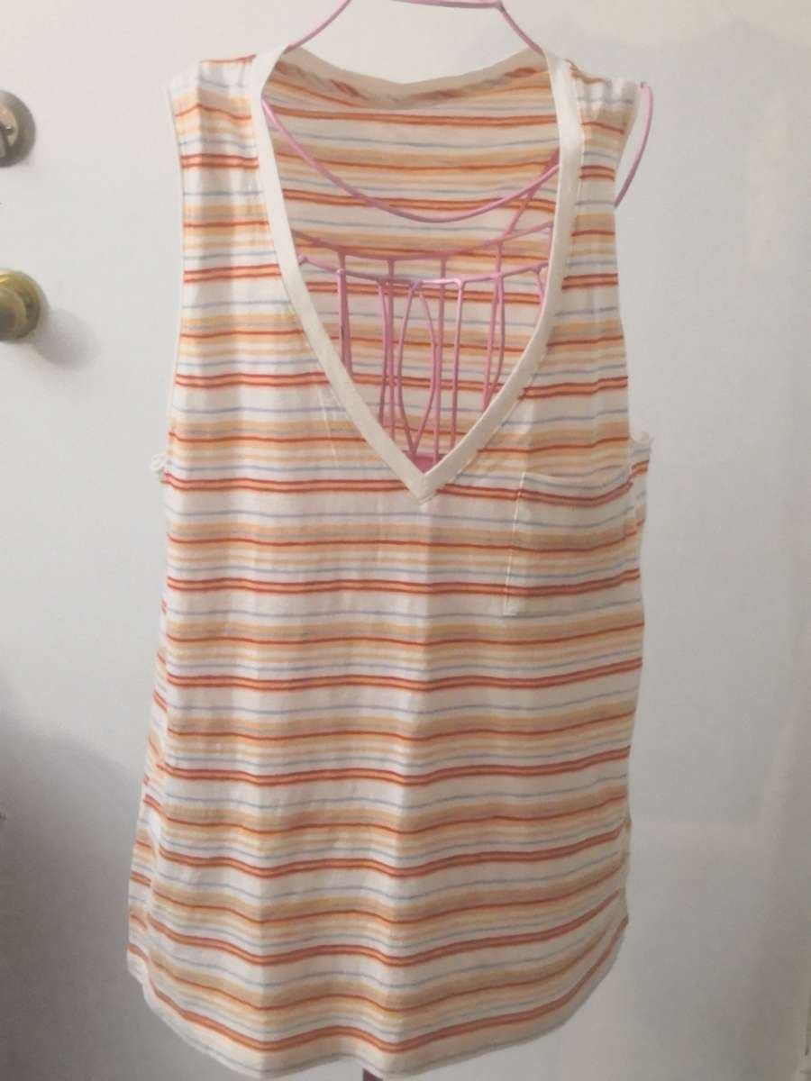 Madewell Fieldgate VNeck Striped Picket Tank Top Size XXSL N