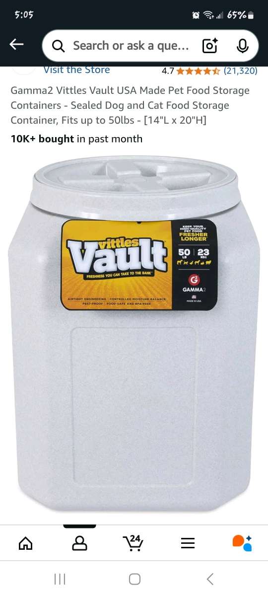 Vittles dog food container 50 lbs