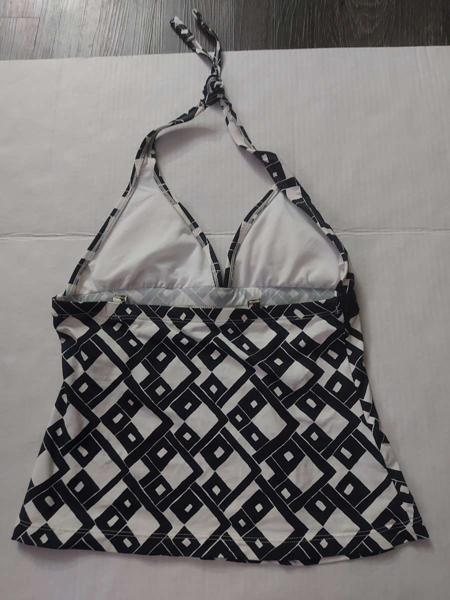 JAG Two Piece Geometric Halter Black White Bikini Size S