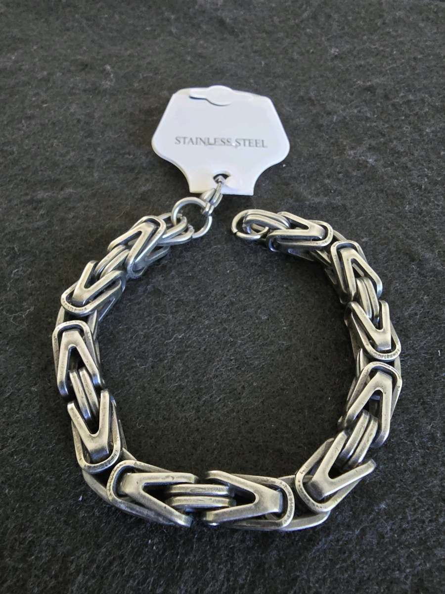 Black Stainless Steel Chunky Byzantine Bracelet