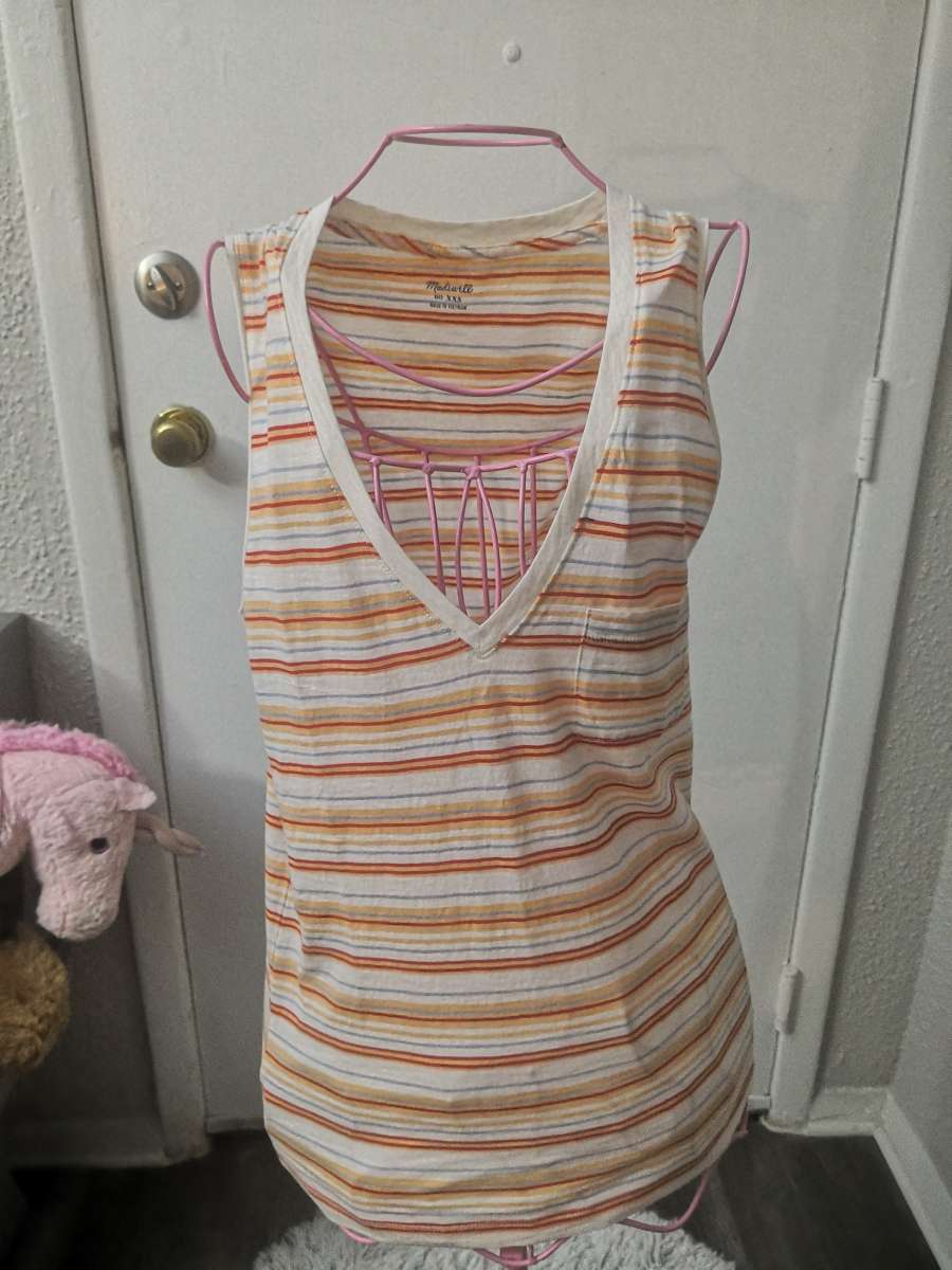 Madewell Fieldgate VNeck Striped Picket Tank Top Size XXSL N