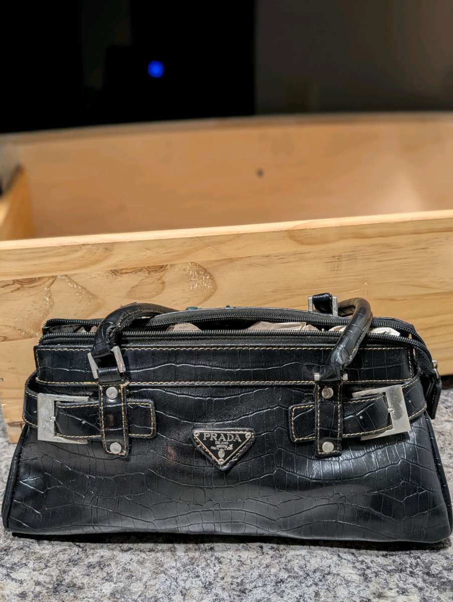 Prada Black Leather Purse with Structured Design