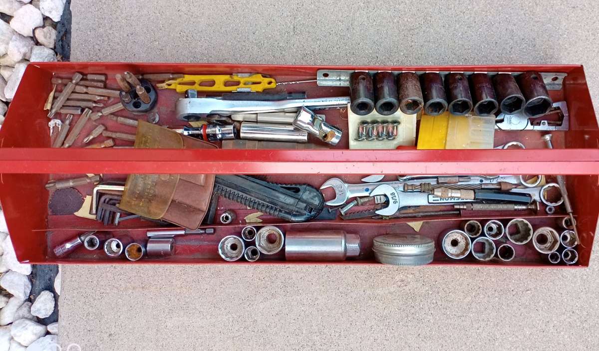 assorted tools with tray