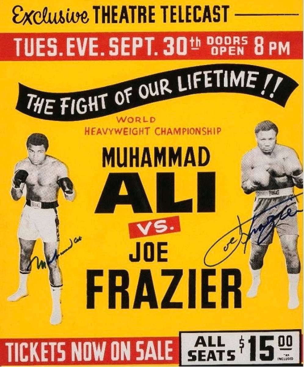 Muhammad Ali and Joe Frazier signed fight poster