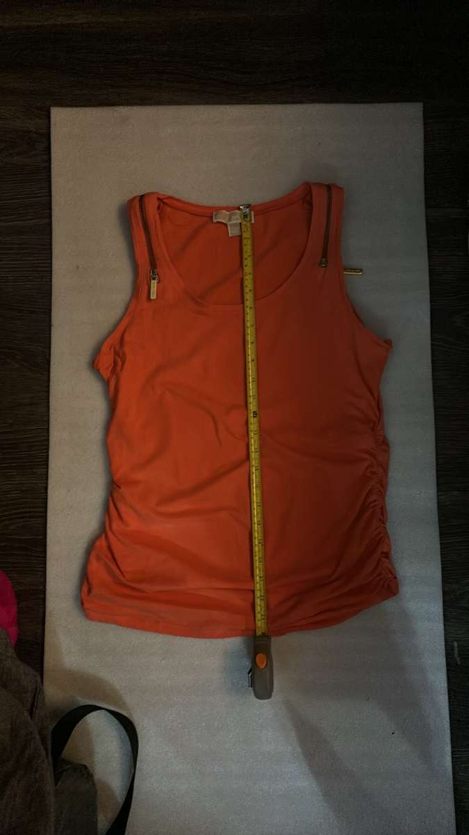 MICHAEL Michael Kors Orange Zip Accent Casual Tank Size L