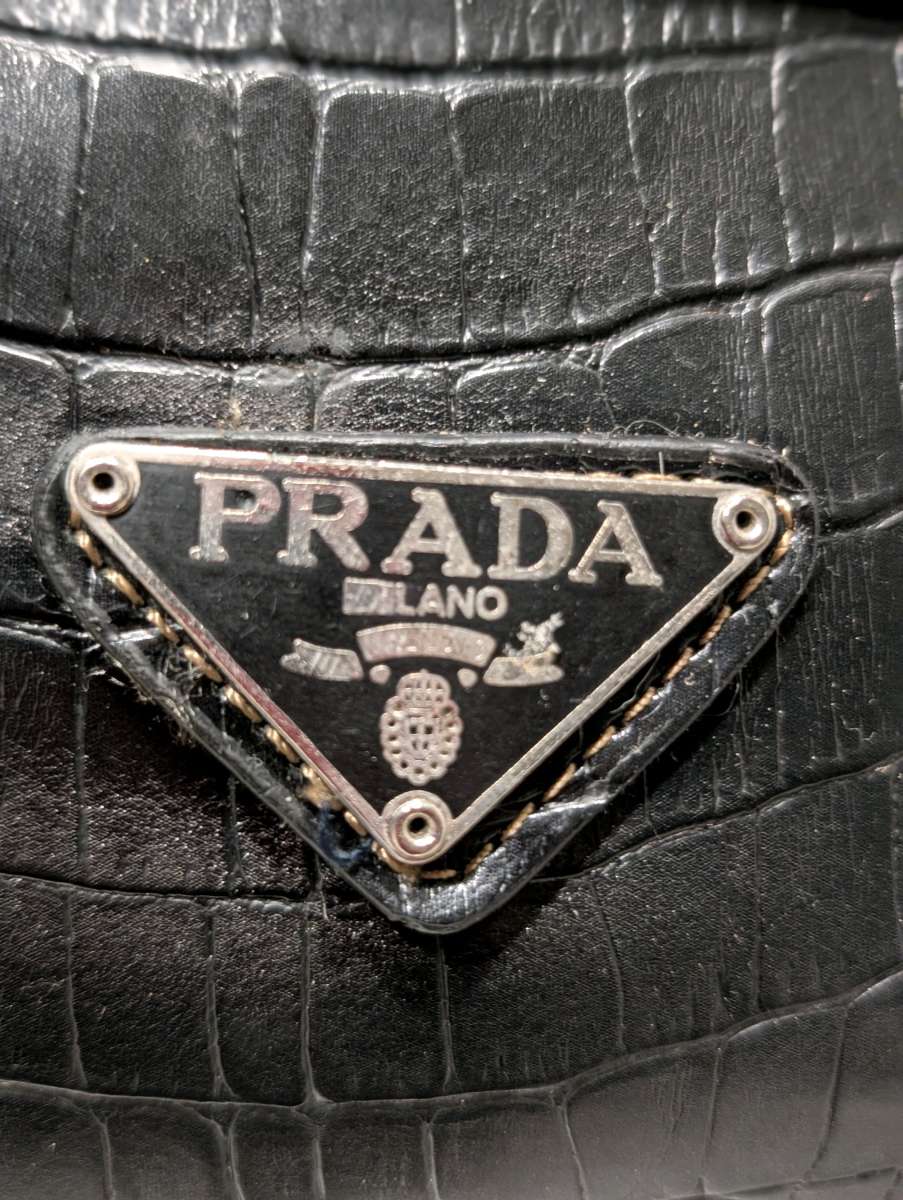 Prada Black Leather Purse with Structured Design