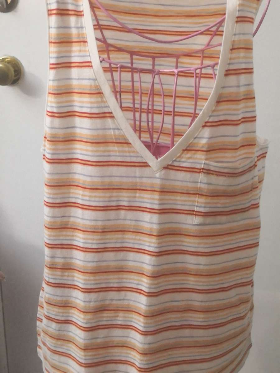 Madewell Fieldgate VNeck Striped Picket Tank Top Size XXSL N