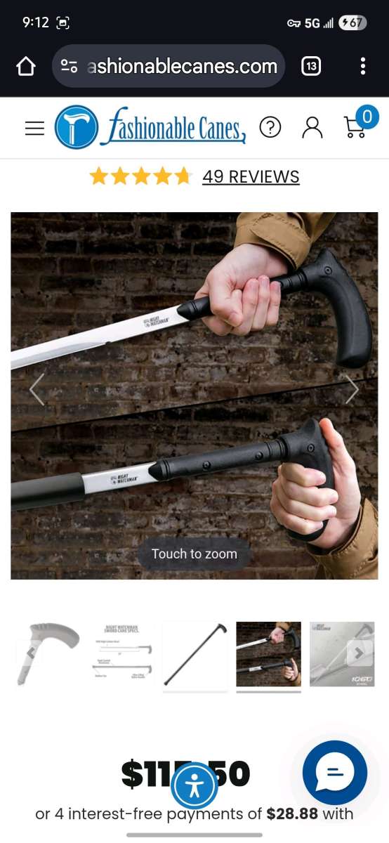 Night Watchman Sword Cane  Katana Samurai Sword