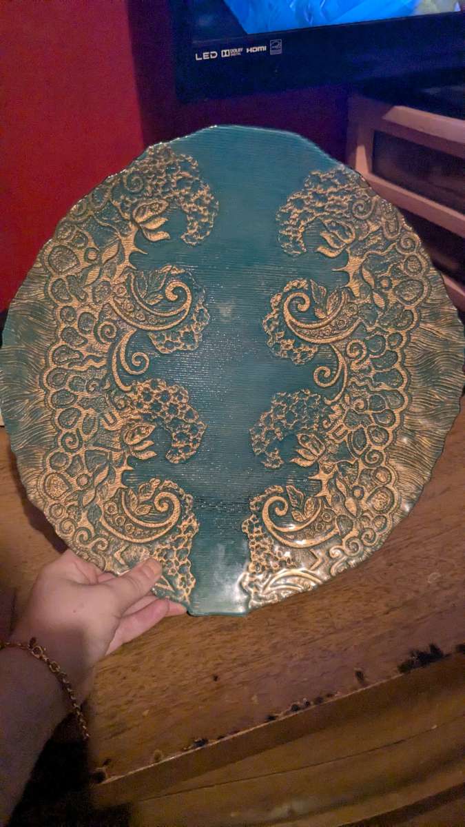 glass bowl and glass plant