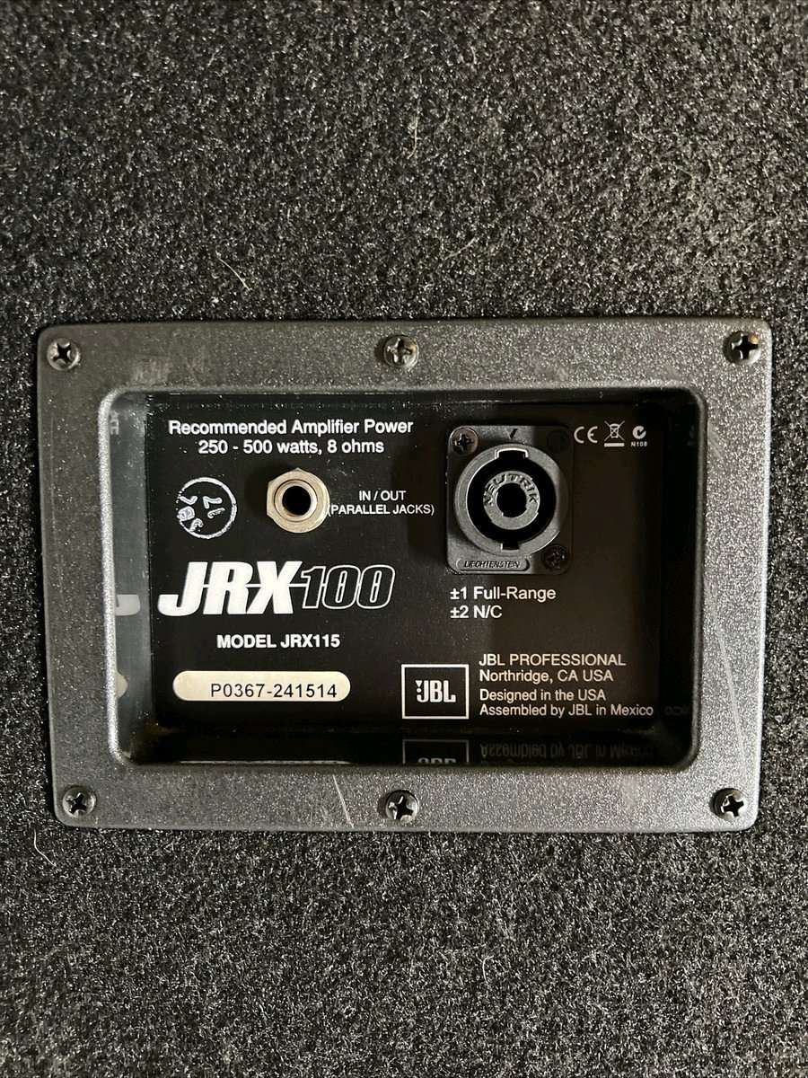 2 JBL JRX100 JRX115 15IN 2WAY REINFORCED SPEAKERS