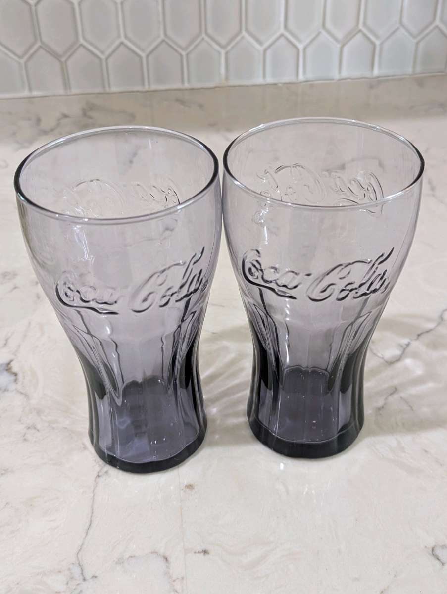 Pair of Purple CocaCola Glasses