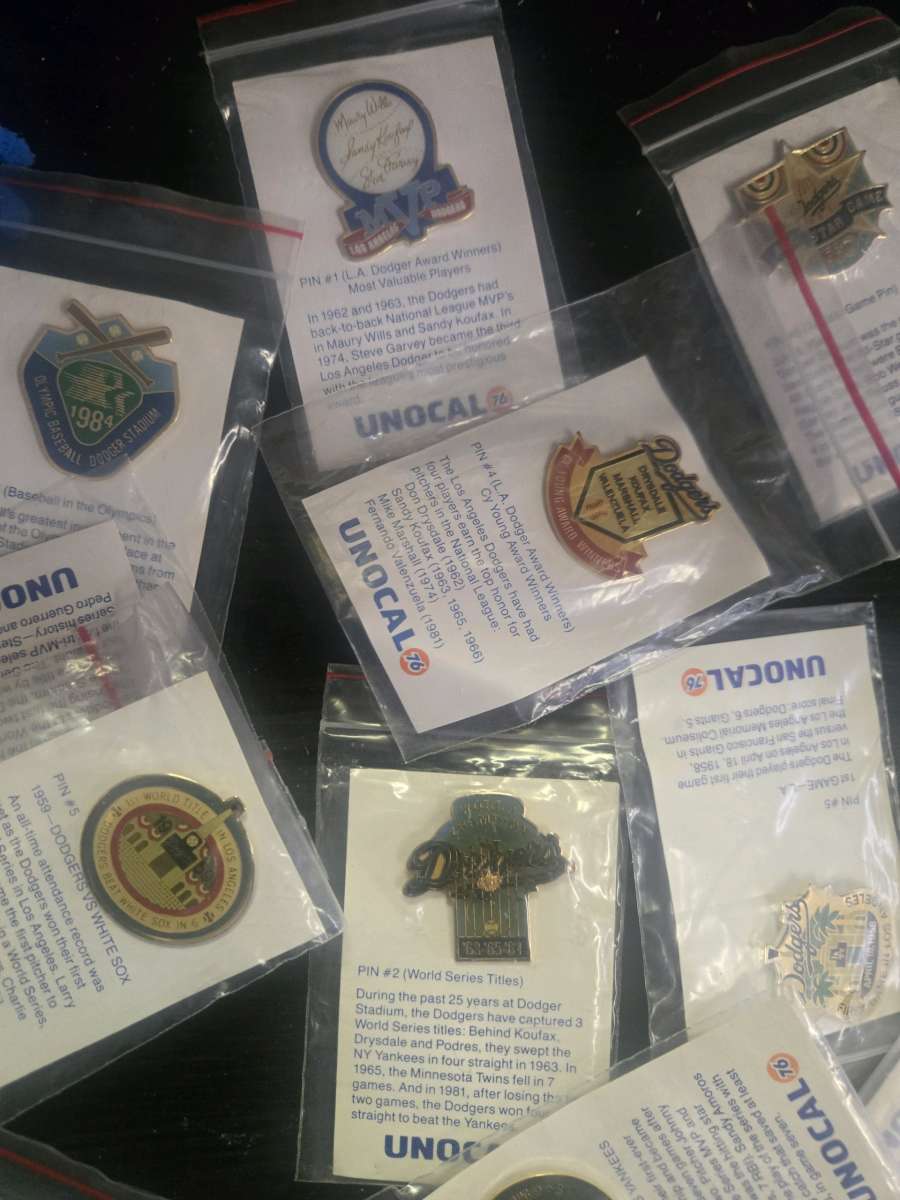 unocal vintage dodger pins from first day of ln LA and on