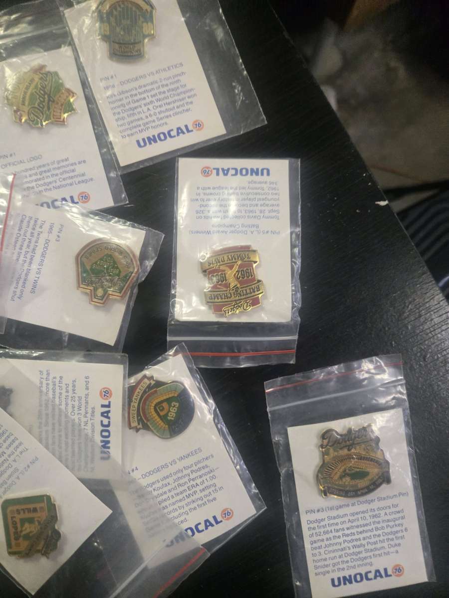 unocal vintage dodger pins from first day of ln LA and on