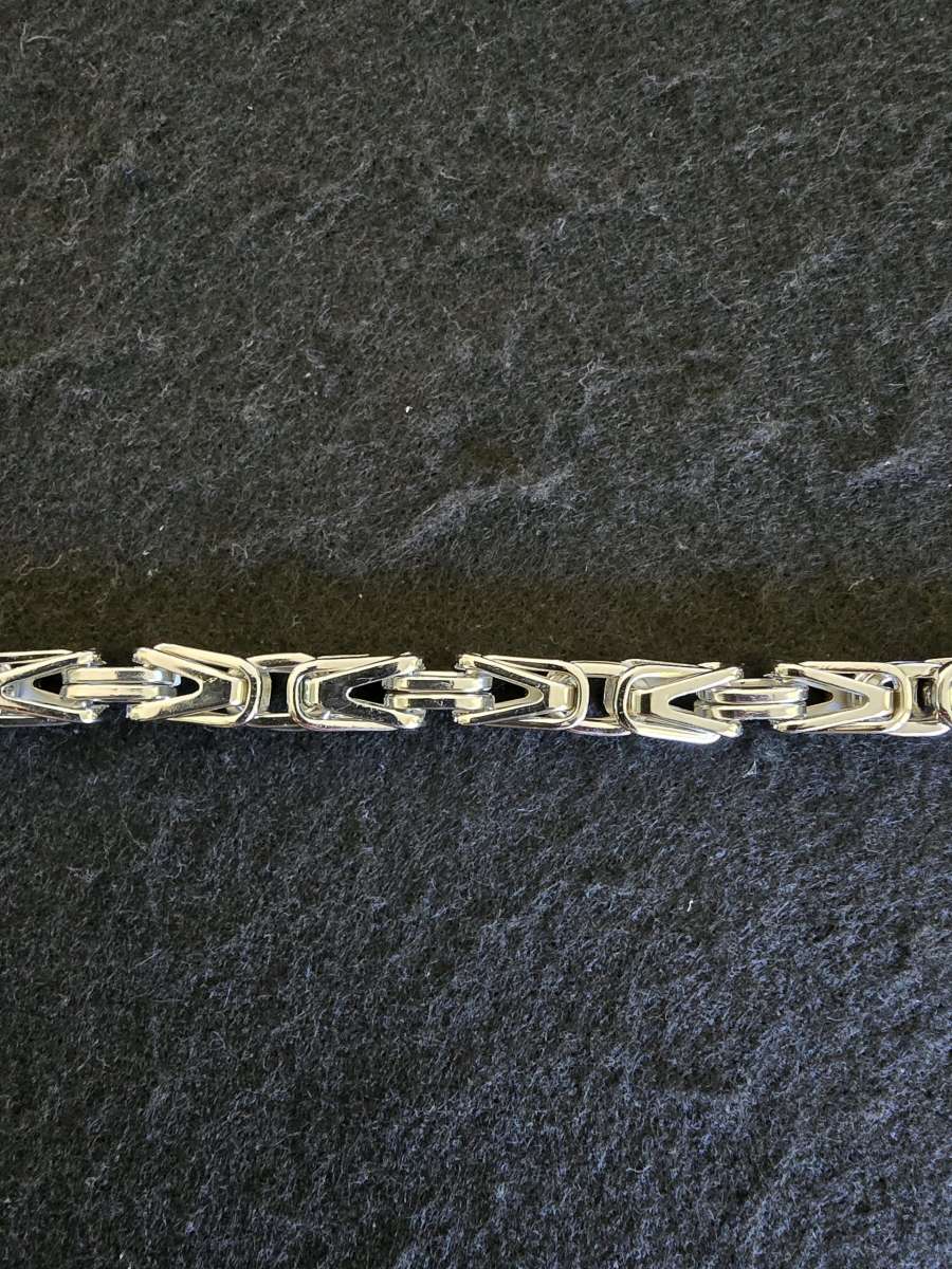 Silver Stainless Steel Chunky Byzantine Bracelet