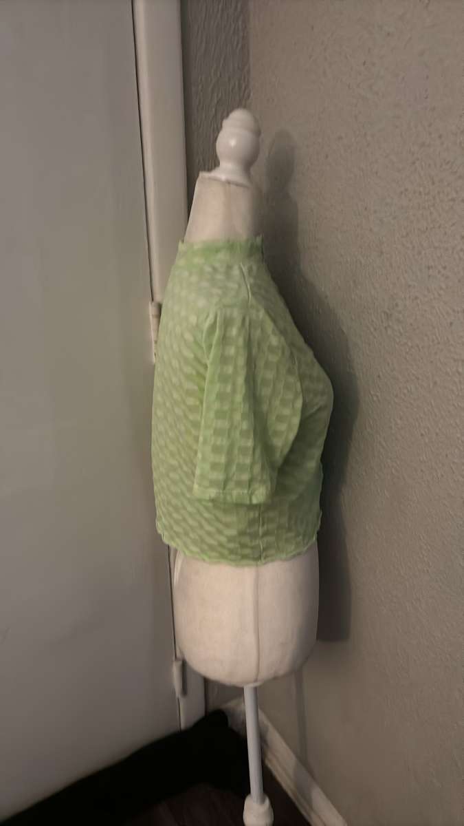 Free People Mock Neck Textured Button Closure Back TShirt Si