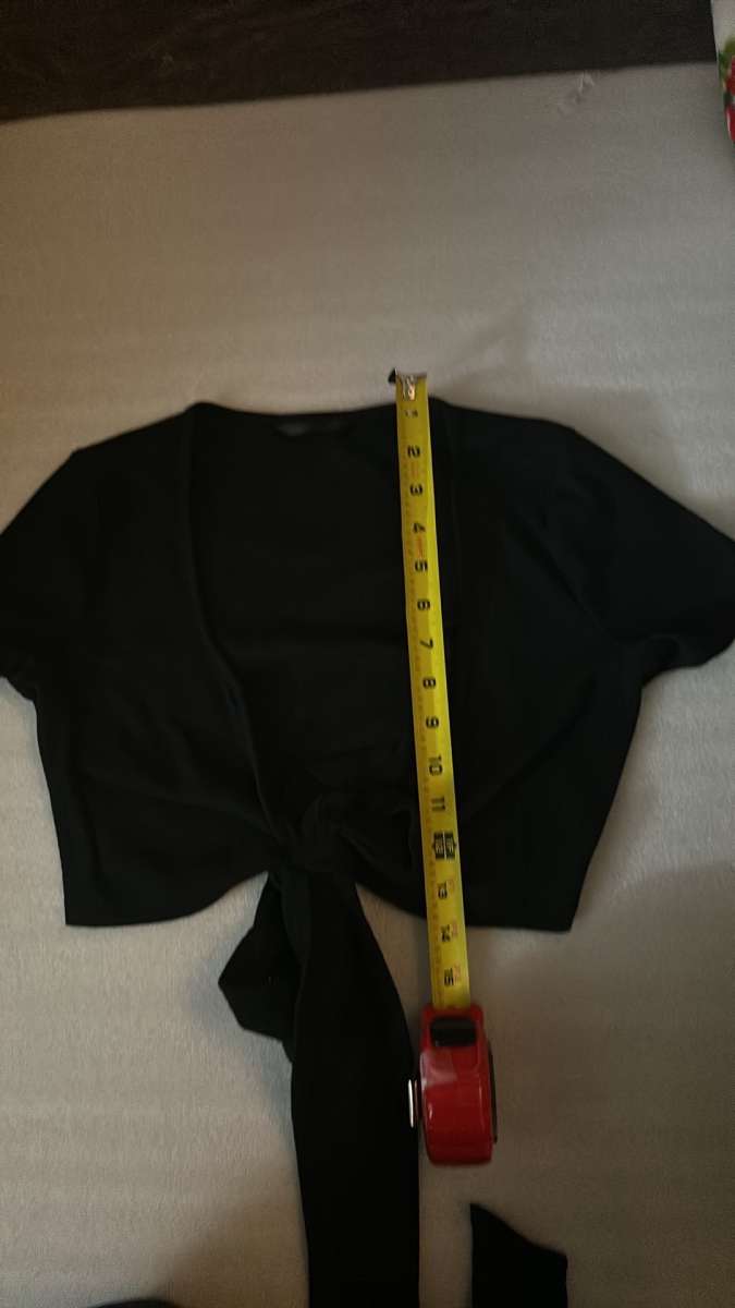 SHEIN Black Tie Front Crop Top Bolero Size S