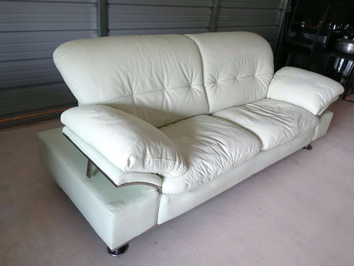 Celadon color Leather couch  FREE DELIVERY IF NEEDED