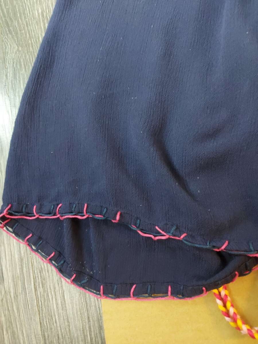 Rocks  Indigo Embroidered Boho Top Size M