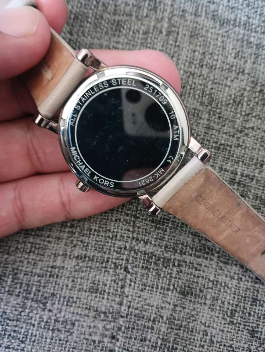 MICHAEL KORS Womens Norie Sable IP Latte Beige Leather Rose