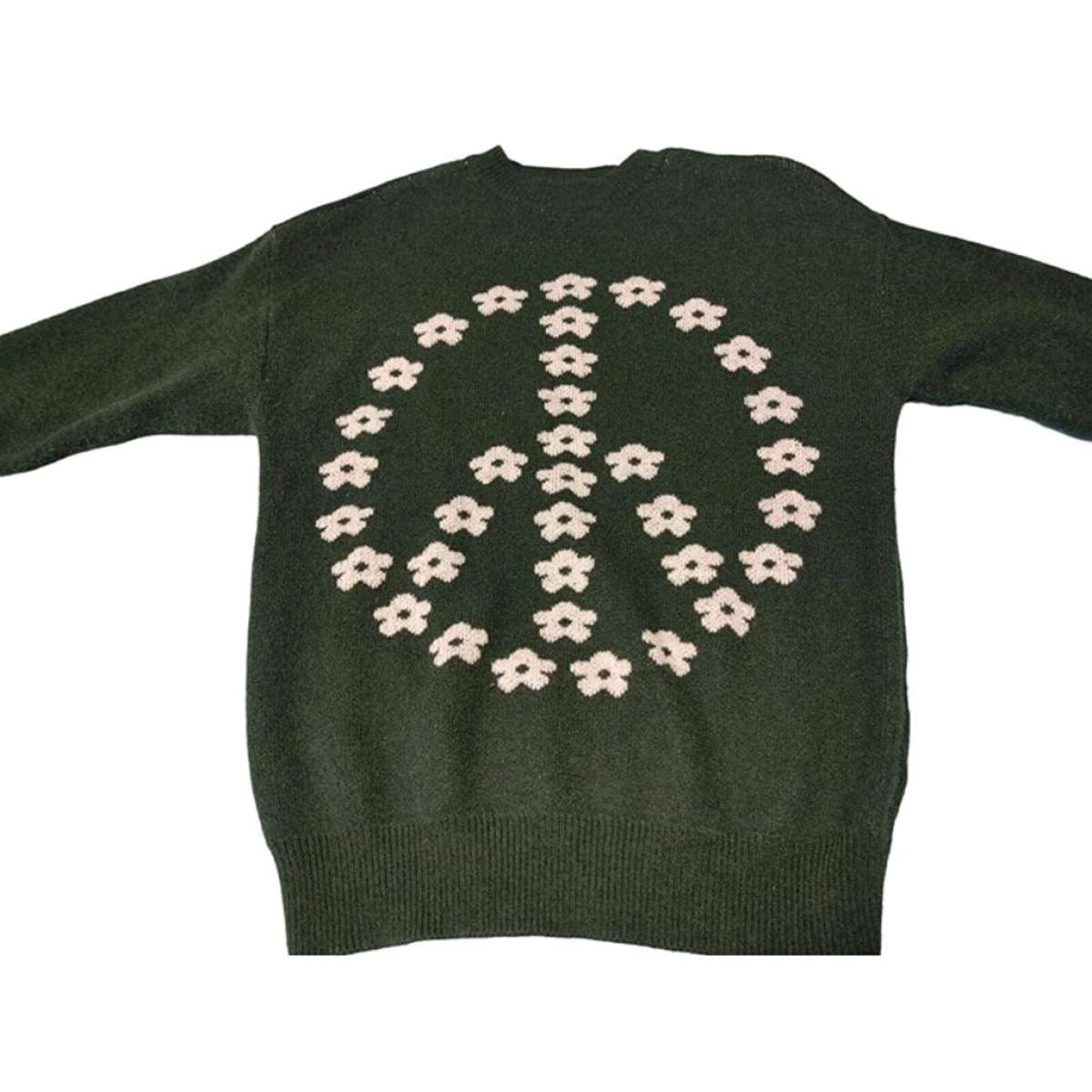 Witty Fox Young Contemporary green sweater with floral peace
