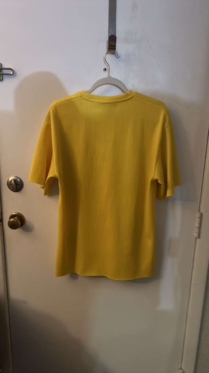 ZARA Yellow Ribbed Crewneck Top Short Sleeve Size Small