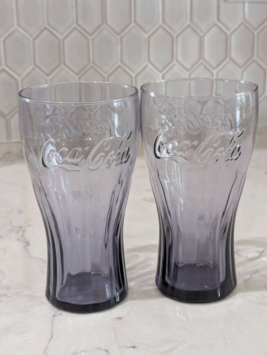 Pair of Purple CocaCola Glasses