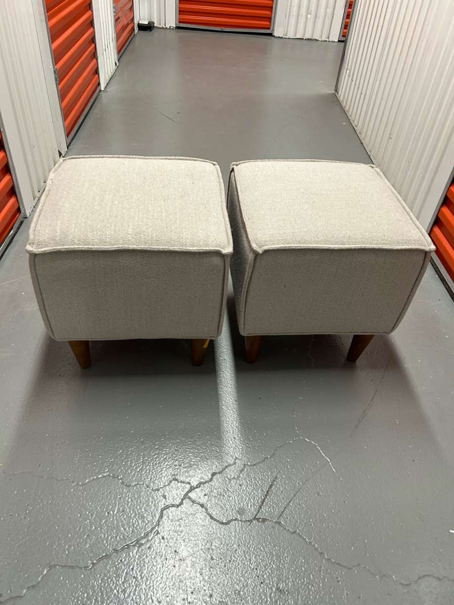 A PAIR OF foot stool ottoman foot rest  cotton and linen