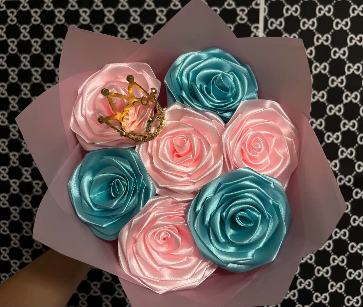 Handmade ribbon rose bouquet