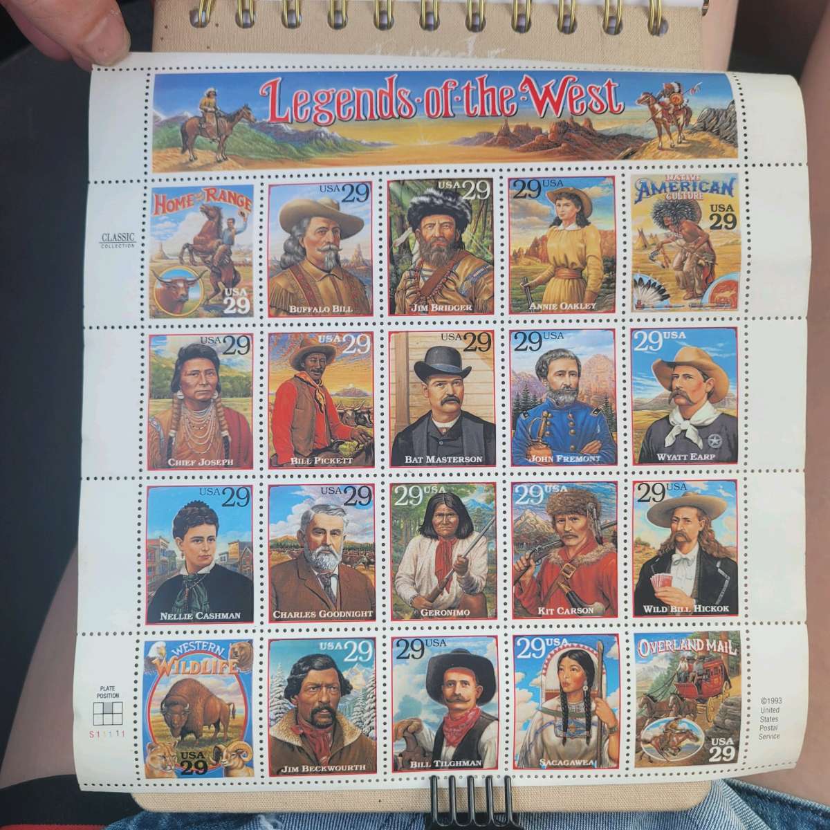 2870 Legends of the West ERROR SHEET No blue holder Mint VF