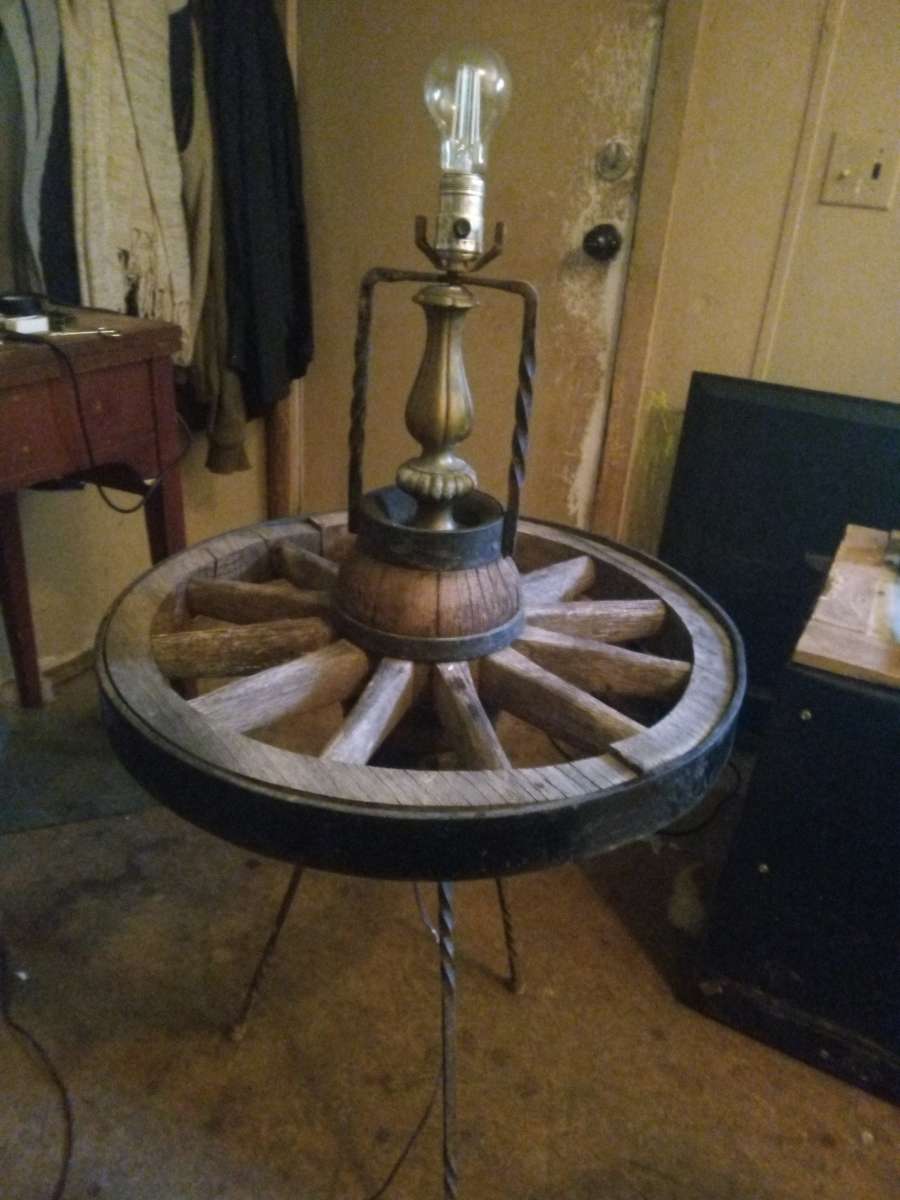 Antique Wagon Wheel Lamp